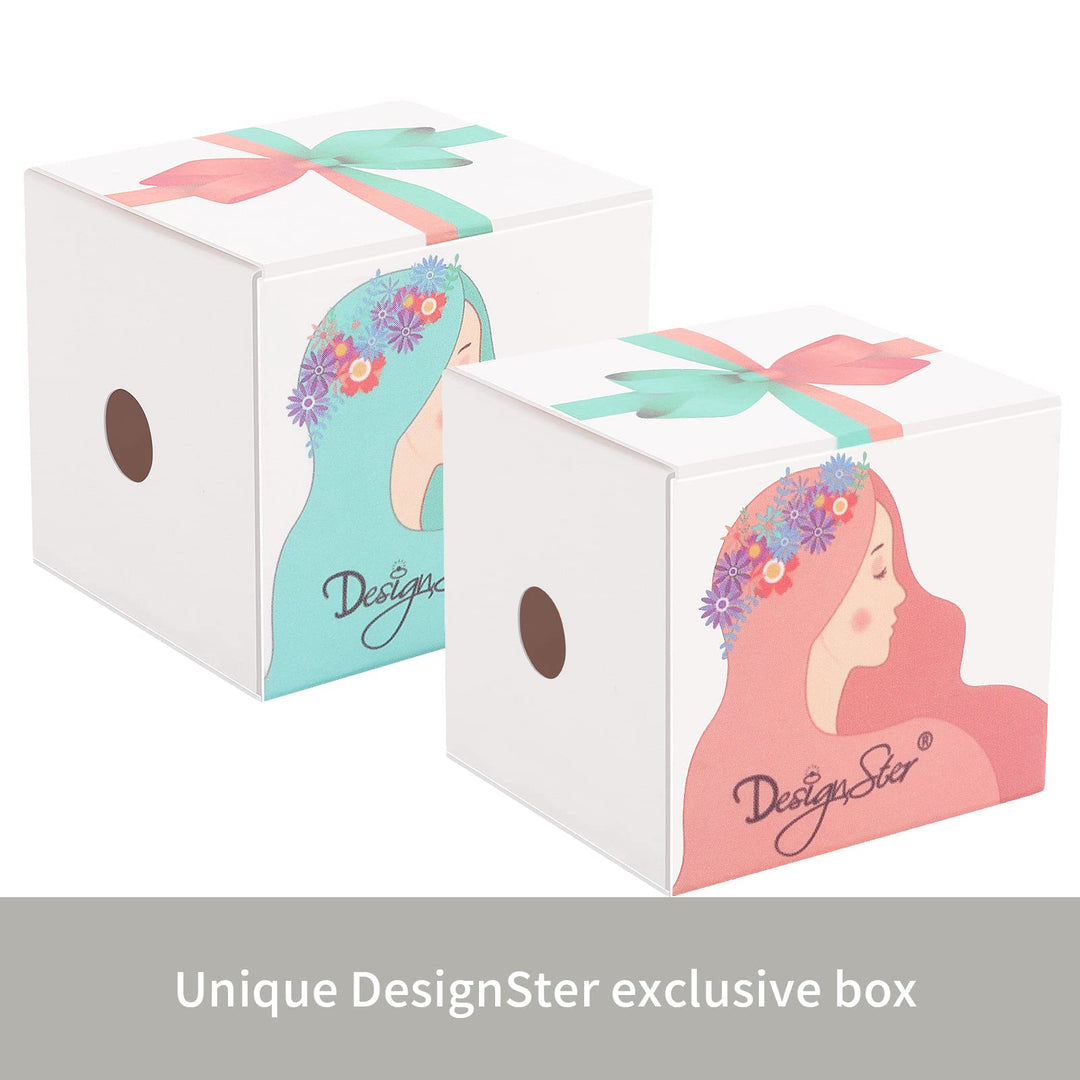 Velvet Ring Box Hexagon - Premium Gorgeous Vintage Double Ring Display Holder with Detachable Lid for Proposal, Engagement, Wedding, Ceremony (Gray)