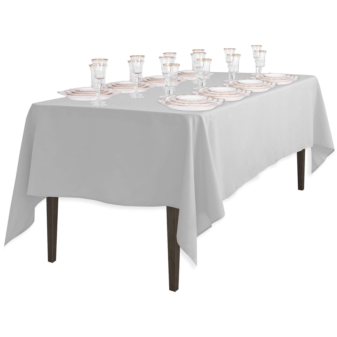 LinenTablecloth 60 x 126-Inch Rectangular Polyester Tablecloth Silver