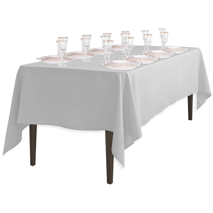 LinenTablecloth 60 x 126-Inch Rectangular Polyester Tablecloth Silver