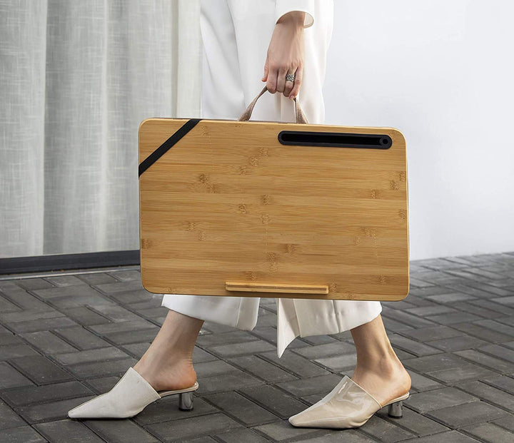 Oversized Lap Desk, Portable Bamboo Lap Desk Tray for Home Office (Fits up to 17.3” Laptop)