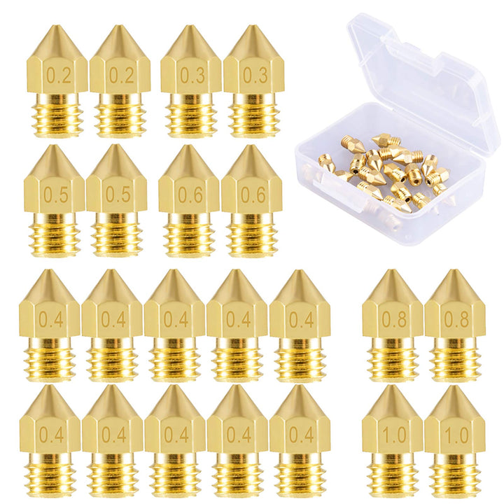 SIQUK 22 Pieces 3D Printer Nozzles MK8 Nozzle 0.2mm, 0.