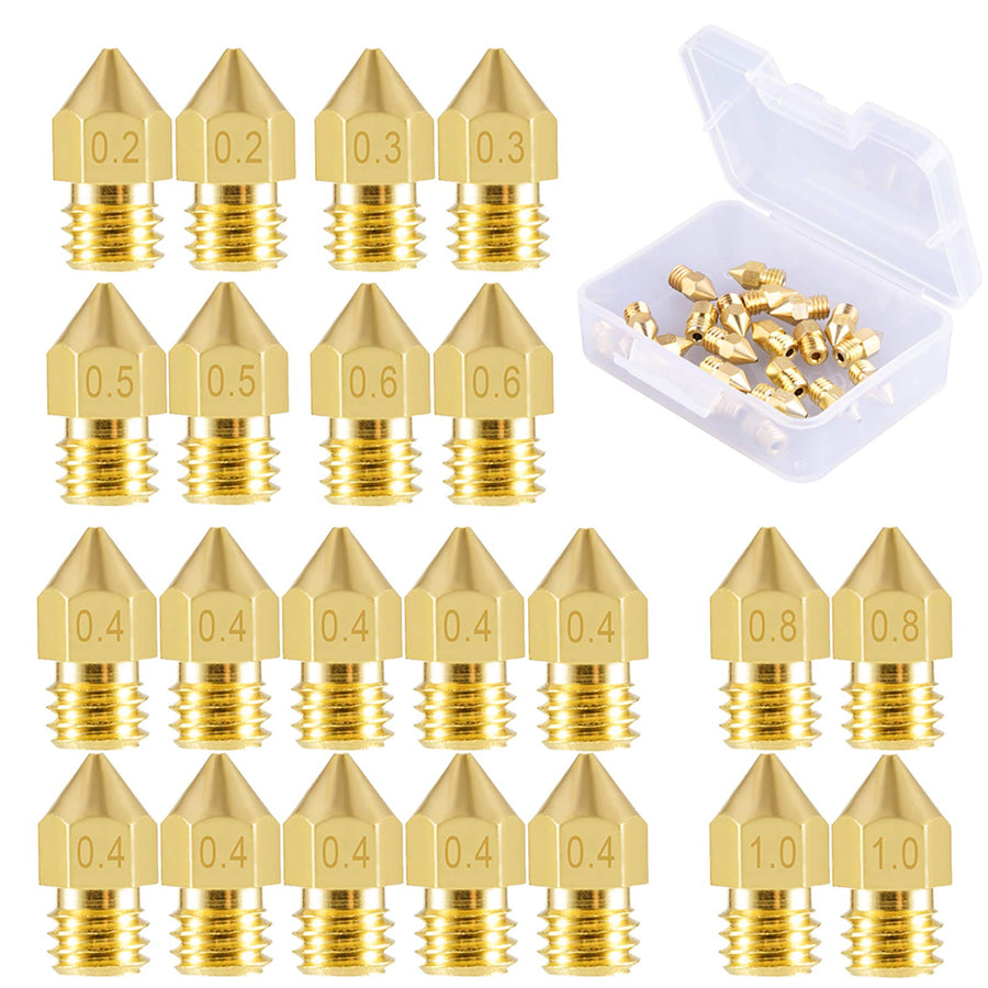 SIQUK 22 Pieces 3D Printer Nozzles MK8 Nozzle 0.2mm, 0.