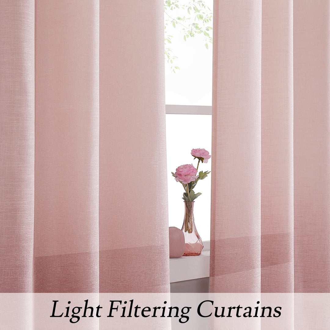 Vision Home Ombre Semi Sheer Curtains Linen Textured Gr