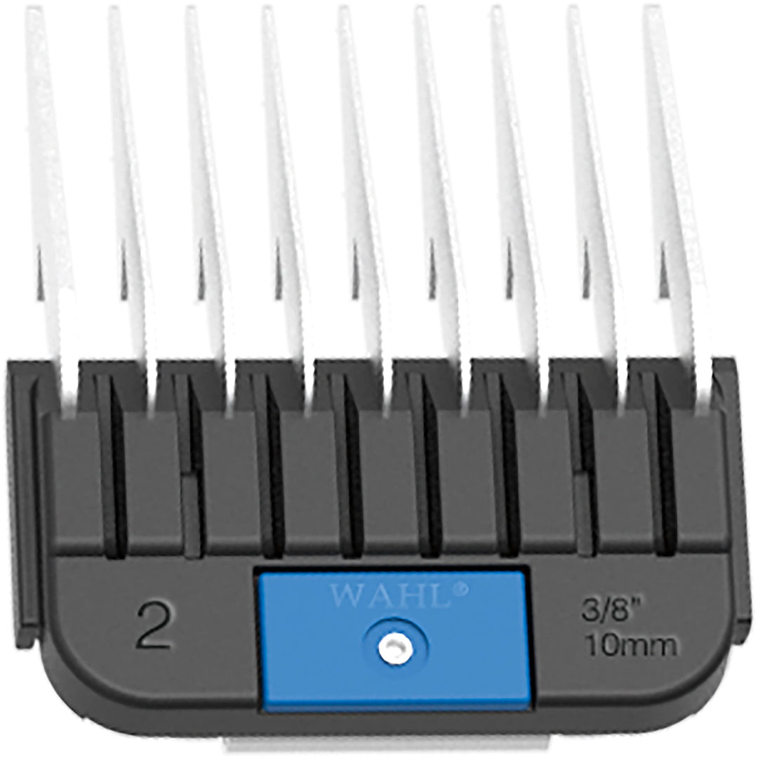 WAHL Professional Animal Stainless Steel Attachment Guide Comb Detachable Blade Pet Clippers - #2, 3/8 Inch Cut Length (3373-100), Dark Blue