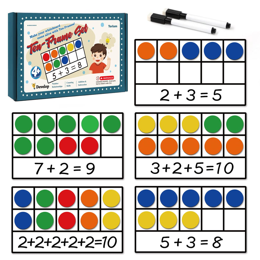 Torlam Magnetic Ten-Frame Set - Math Manipulative for E