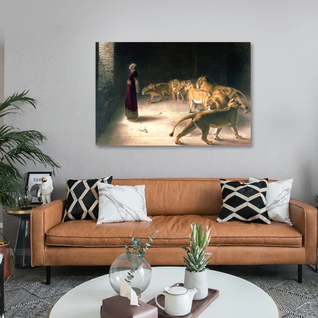 Wall Art Posters Daniel in The Lions Den (Daniel&#39;s Answer to The King) Canvas Art Posters for Living Room, Bedroom, Office, 12x18 unframed
