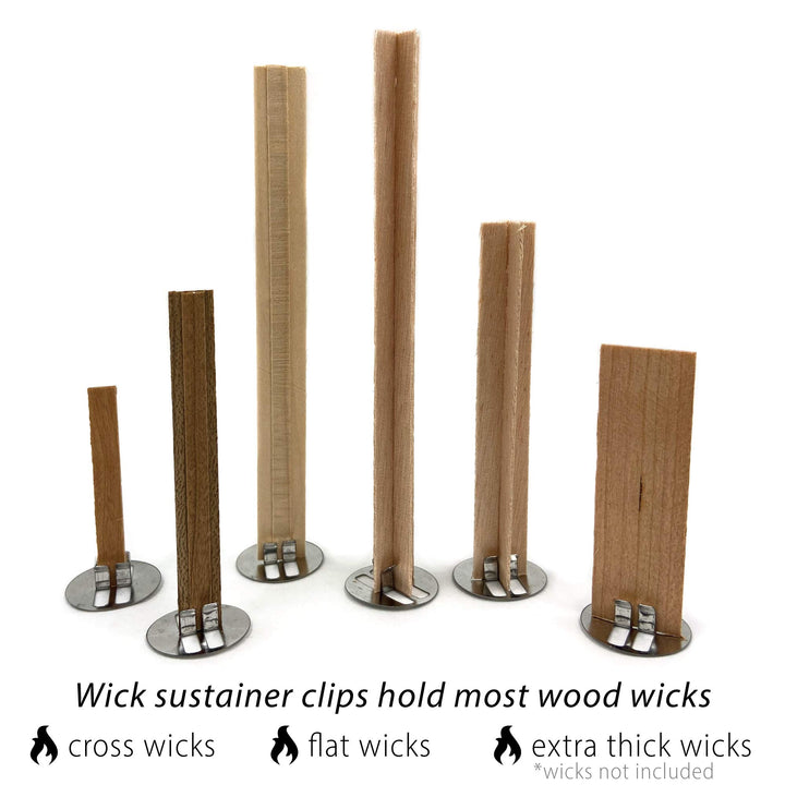 Universal Wood Wick Clips for Candles | Sustainer Tabs Fit Most Wooden Wicks | Longer Burn Time &amp; Less Wasted Wax (300 Pack)