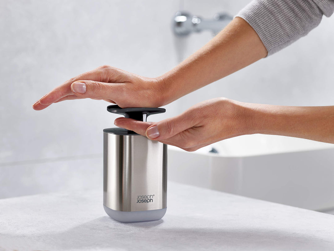 Presto Stainless-Steel Hygienic Easy-Push Soap Dispenser with Wide Pump, Stainless Steel/Gray