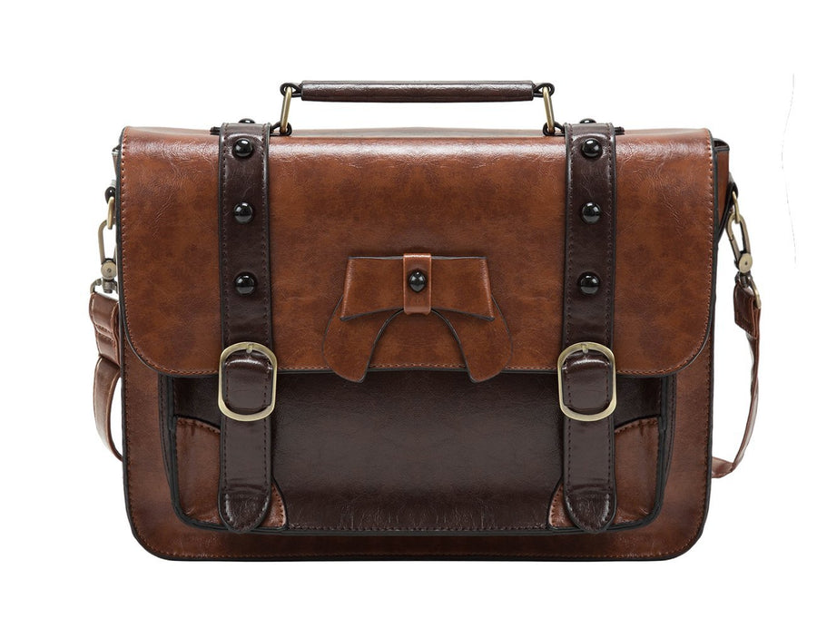 Briefcase for Women Vintage Crossbody Messenger Bag Satchel Purse Handbag, Coffee
