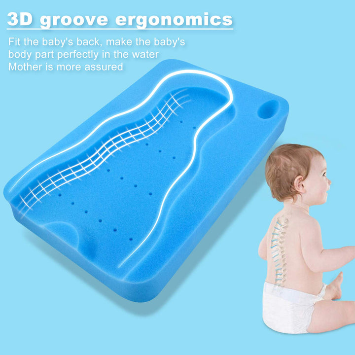 HALLO Baby Bath Sponge Soft Infant Bath Mat Newborn Cushion Odor Free (Blue)
