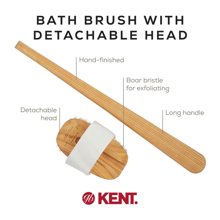 Kent FD3 Pure Beechwood Natural Bristle Detachable Head Bath &amp; Body Brush