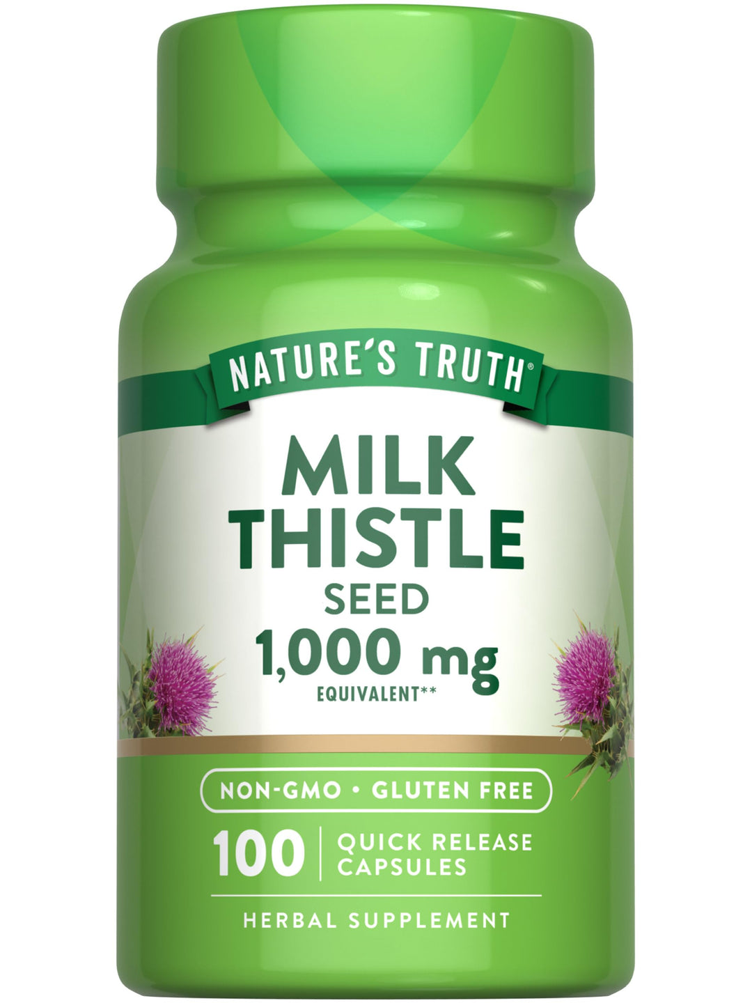 Nature&#39;s Truth Milk Thistle Extract Capsules | 1000mg | 100 Count | Non-GMO &amp; Gluten Free Supplement