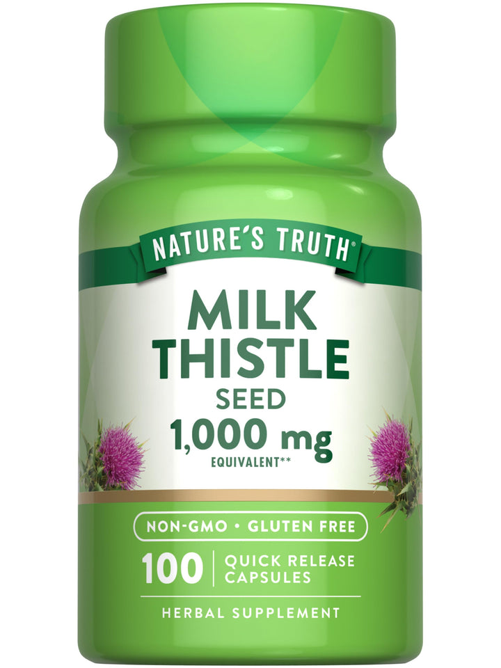Nature&#39;s Truth Milk Thistle Extract Capsules | 1000mg | 100 Count | Non-GMO &amp; Gluten Free Supplement