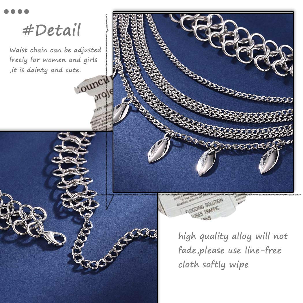 Bodiy Boho Layered Belly Chain Silver Tassel Waist chain Sexy Beach Bikini Body Chain Jewelry for Women and Gilrs