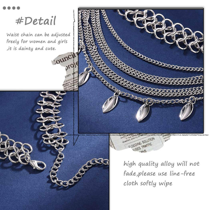 Bodiy Boho Layered Belly Chain Silver Tassel Waist chain Sexy Beach Bikini Body Chain Jewelry for Women and Gilrs