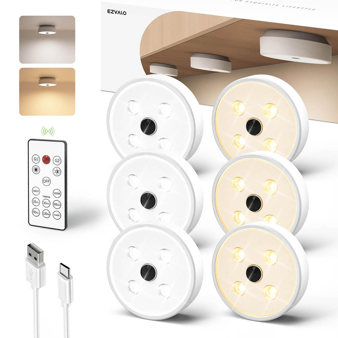EZVALO Motion Sensor Under Cabinet Light, 1500mAh Rechargeable Battery, Ultra-Thin Aluminum Body, 10mm Thick, Magnets Integrated, Auto & Always-On/Off Modes, Touch Control & Dimming