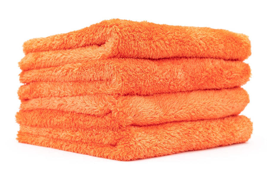 - Eagle Edgeless 500 (4-Pack) Professional Korean 70/30 Blend Super Plush Microfiber Detailing Towels, 500GSM, 16in x 16in, Orange