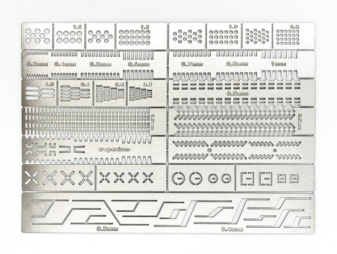 13 in 1 Scribing Template Ruler, Hobby Model Craft Carving Auxiliary Ruler Stencils, Stainless Steel Drill Hole Detail Maker Scribe Line Apply to Gundam Model Engraving Detail Building and Repairing