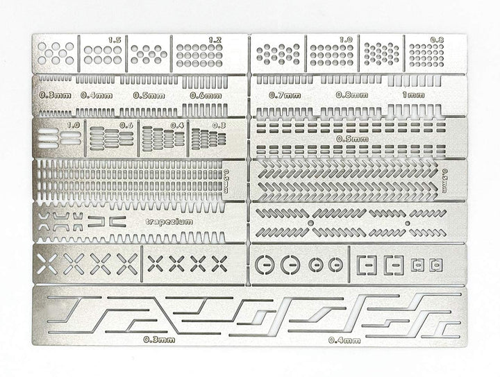 13 in 1 Scribing Template Ruler, Hobby Model Craft Carving Auxiliary Ruler Stencils, Stainless Steel Drill Hole Detail Maker Scribe Line Apply to Gundam Model Engraving Detail Building and Repairing