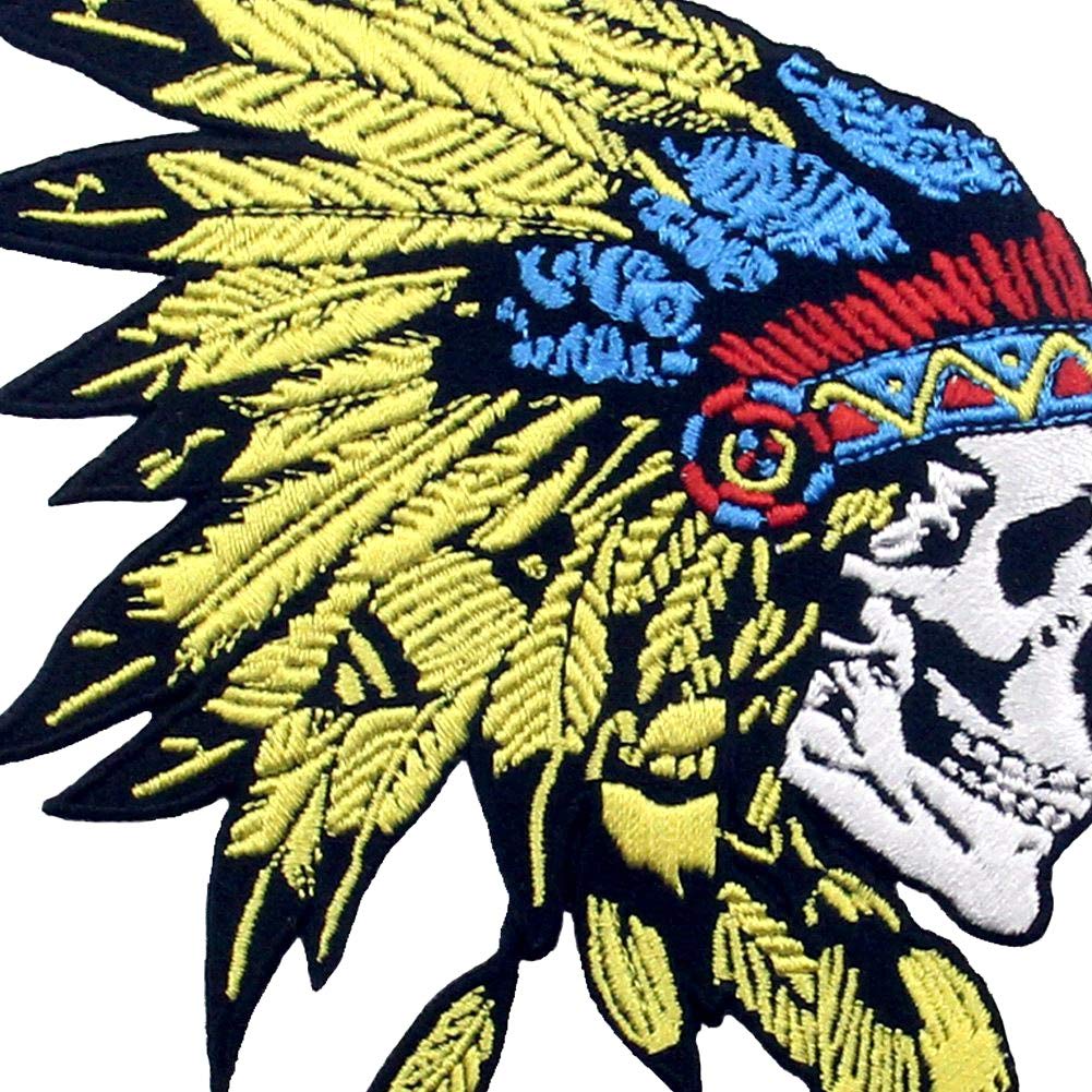 ZEGINs Native American Skull Headdress Patch Embroidere