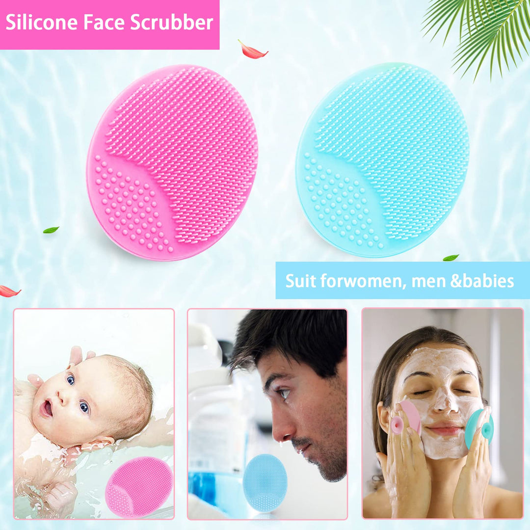 6 PCS Silicone Face Scrubber Brush Set, 2pcs Lip Scrub Brush, 2PCS Face Cleansing Brush Silicone Face Exfoliator Tool, 2pcs Facial Applicator Brush for Women Men