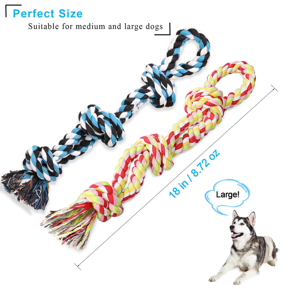 Dog Rope Toys Dog Grinding Teeth 2 Nearly Indestructible Dog Toys, Rope Toy for Large Dogs, Dental Cleaning Chew Toys, Dog Tug Toy for Boredom, Dog Rope Toy for Aggressive Chewers (2 Packs)