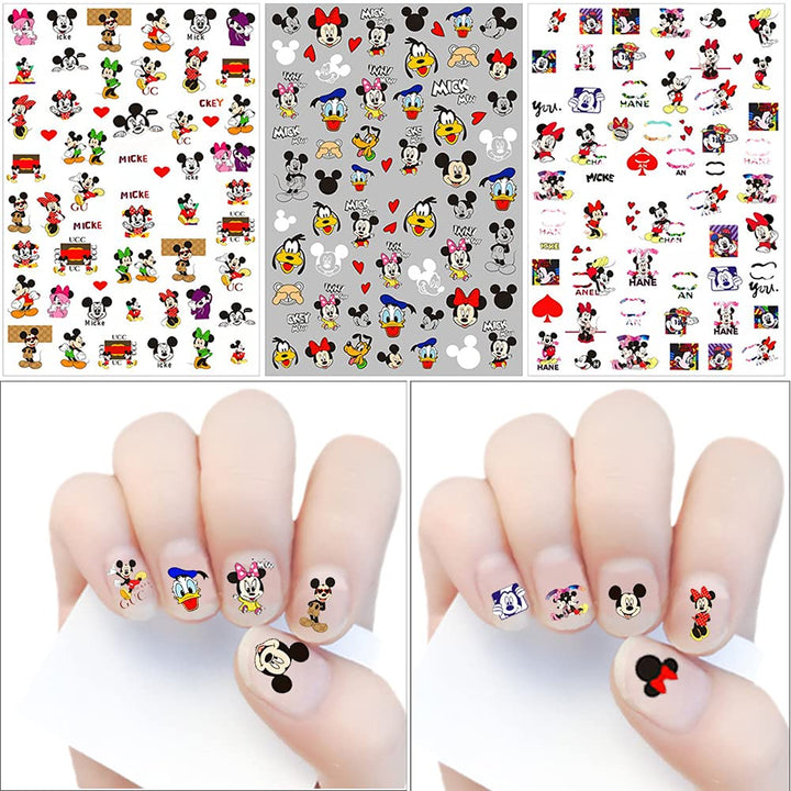 Cartoon Nail Art Stickers Decals 3D Nail Art Supplies Designer Nail Stickers Cute Nail Art Adhesive Decals Accessories DIY Nail Design for Women Kids Girls Manicure Decorations 6 Sheets