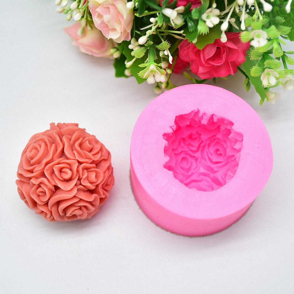 3D Rose Ball Candle Mold - MoldFun Rose Flower Silicone