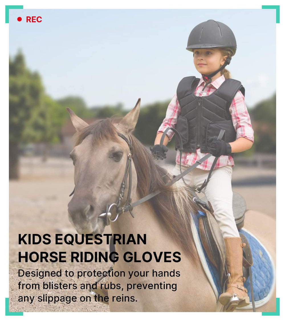 Kids Horse Riding Gloves Girls Youth Equestrian Gloves Summer Winter Outdoor Sports Horseback Riding Glove Cycling Biking Driving Gardening Mittens