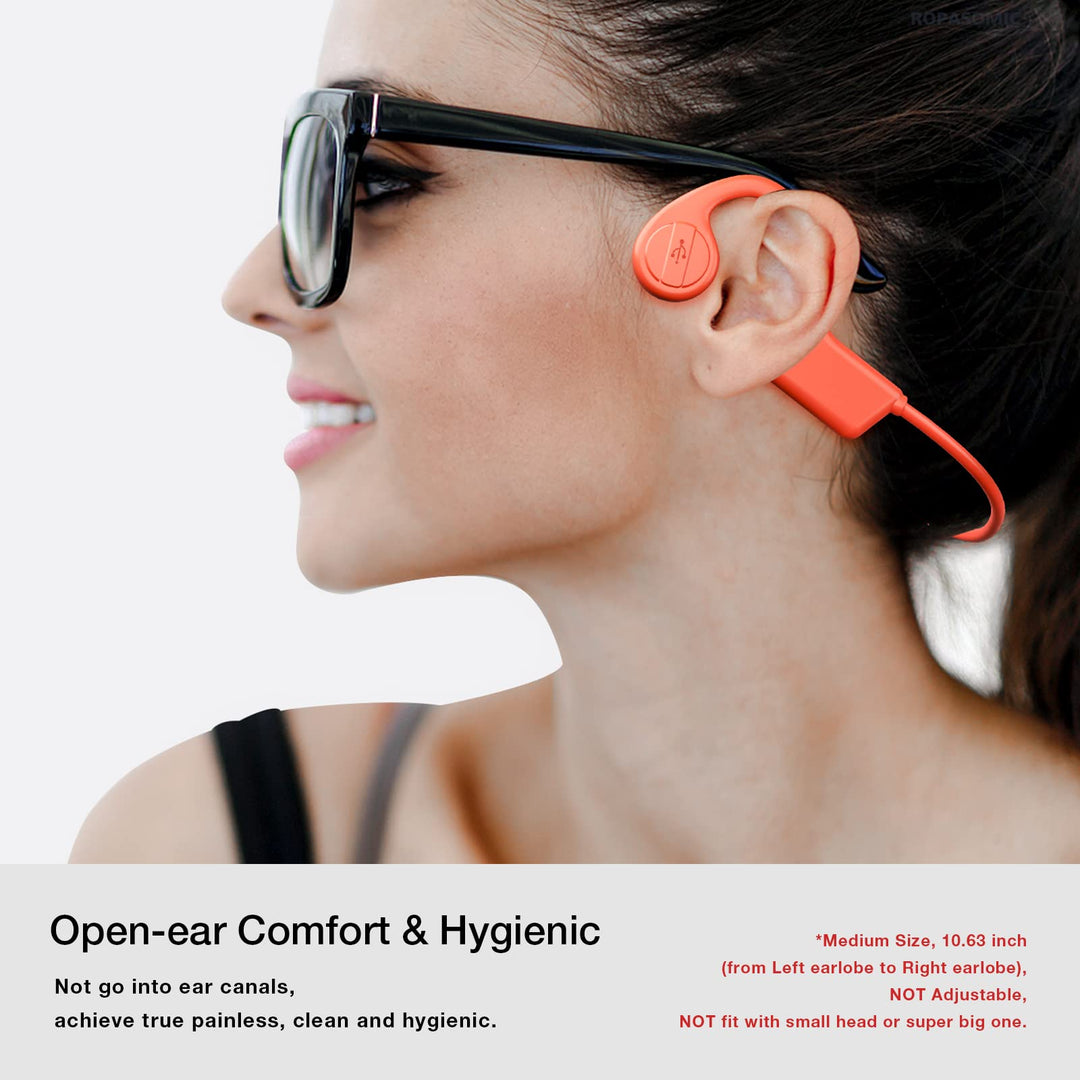 Bone Conduction Headphones, 12 Hours Playtime Bluetoeth 5.3 Headset Open Ear Wireless Earphone - IP55 Sweatproof Built-in Mic,Perfect for Running Cycling Hiking Workouts(Orange)