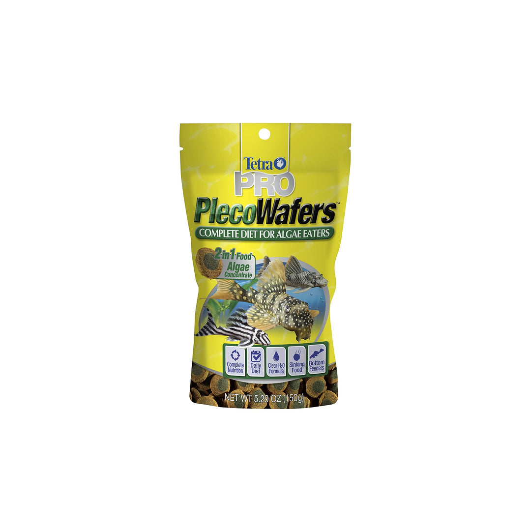PRO PlecoWafers 5.29 Ounces, Nutritionally Balanced Vegetarian Fish Food for Bottom Feeders, Concentrated Algae Center