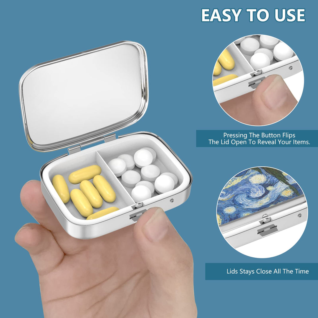 Pill Box 2 Compartment Medicine Pill Case,Portable Pill