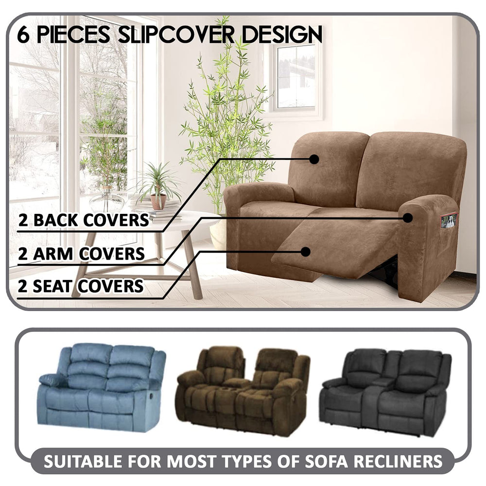ULTICOR Reclining Love Seat Slipcover, 48 - 65 L, 6-Pie