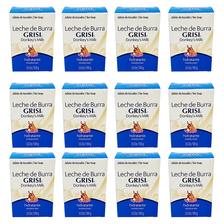 12pk - Donkey's Milk Soap - Jabon Leche de Burra - Grisi (3.5 Oz. X 12 Units) by Grisi