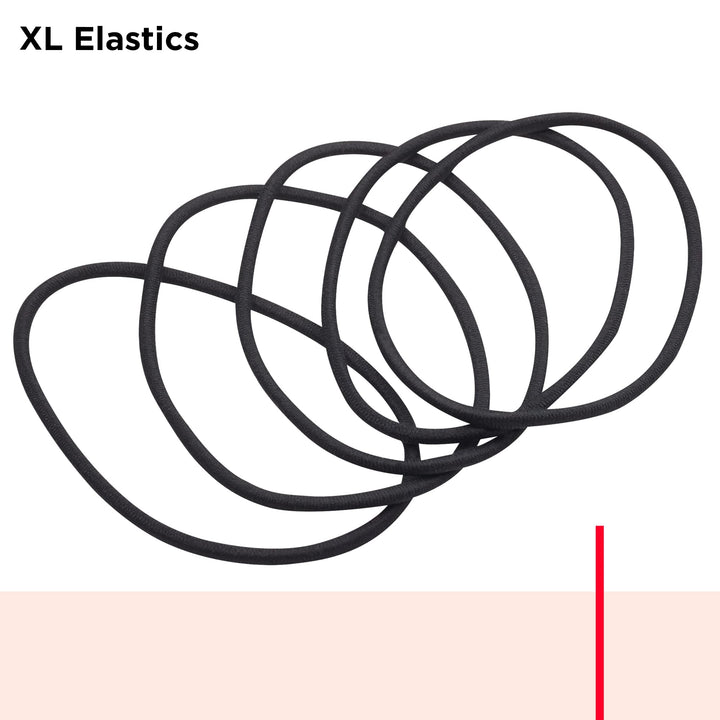 Extra Long Black Hair Elastics, 16 Count
