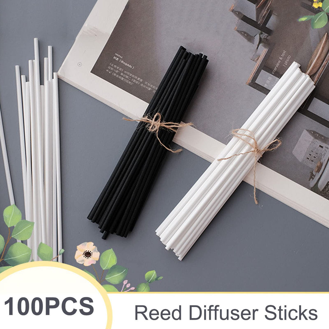 100 Pieces Fiber Reed Diffuser Sticks 21cm*3mm Replacement Refill Sticks for Aroma Fragrance Bathroom Deodorant (White)