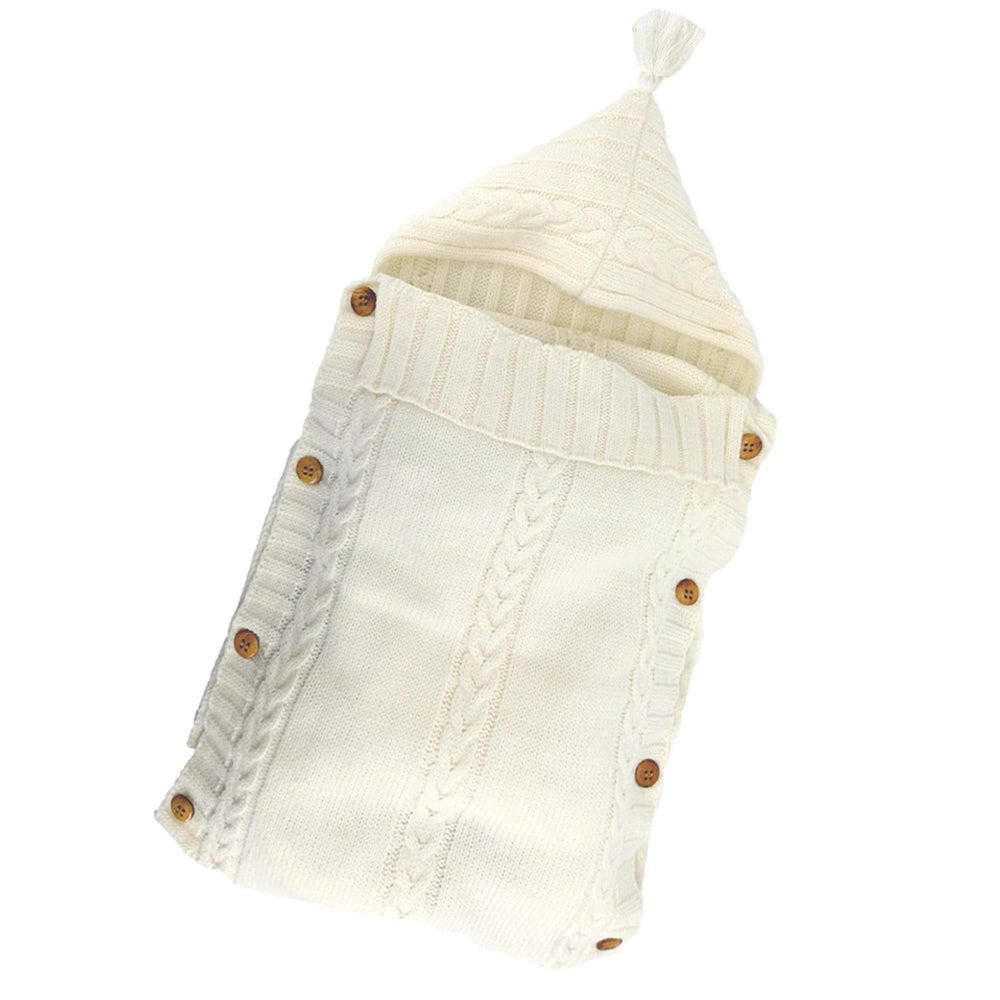 Newborn Baby Wrap Swaddle Blanket Knit Sleeping Bag Receiving Blankets Stroller Wrap for Baby (Beige) (0-6 Month)
