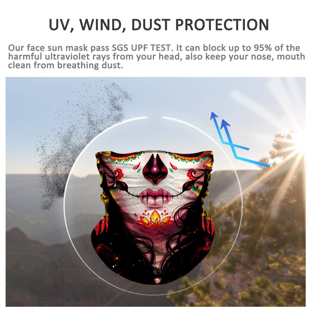3D Face Sun Mask, Neck Gaiter, Headwear, Magic Scarf, Balaclava, Bandana, Headband Fishing, Hunting, Yard Work, Running, Motorcycling, UV Protection, Great Men &amp; Women (B-Beauty-661)