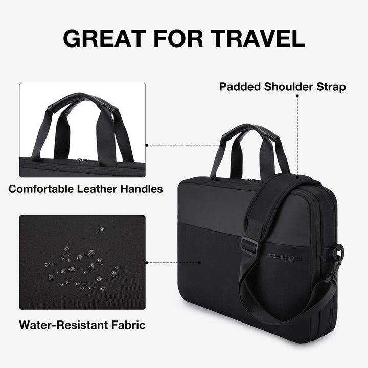 17.3 Inch Laptop Bag, Expandable Briefcase for Men Women,Slim Laptop Case for Computer,Travel Business Bag,Black