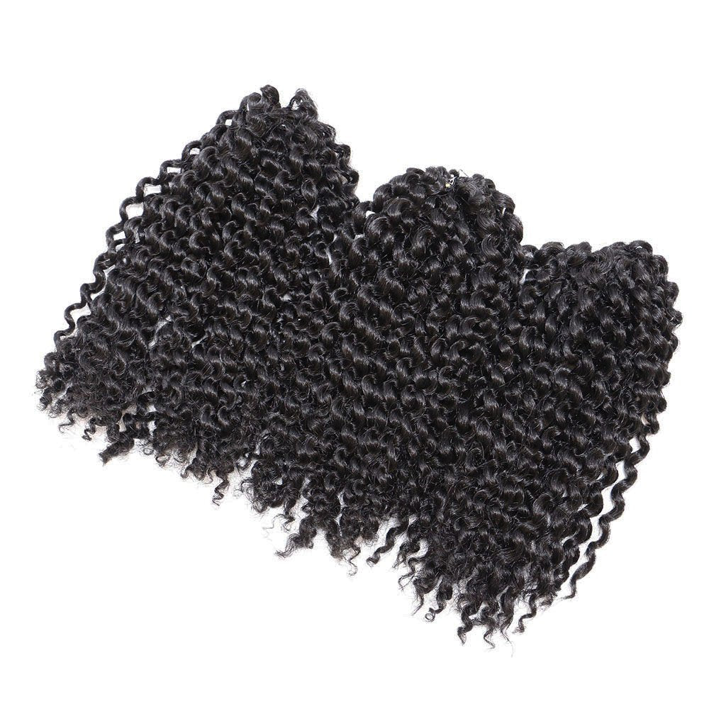 8 inch Crochet Curly Braids Hair 3pcs/pack Black Synthetic Box Braids Hair (#1B)