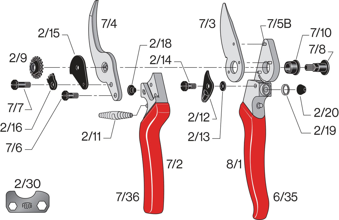 Felco Ergonomic Hand Pruner with 1-inch Cutting Capacity, 8.25in - 100052387