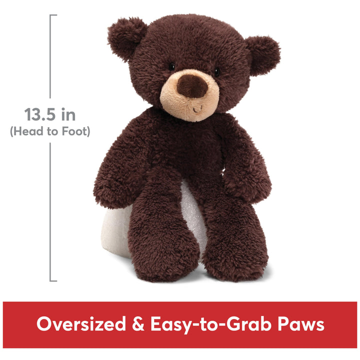 Fuzzy Teddy Bear, Premium Stuffed Animal for Ages 1 and Up, Chocolate Brown, 13.5”