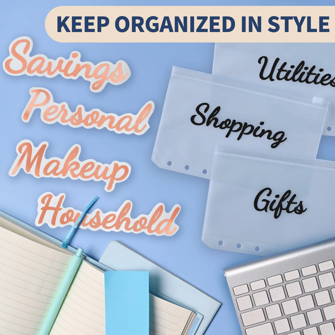 80 Cash-Envelope Budget Category Stickers - Rose Gold Vinyl Decals, Budget Binder Labels for Finance Planner &amp; A6 Cash Binder, Budgeting Category Letter Stickers for Budget Wallet, Money Organizer