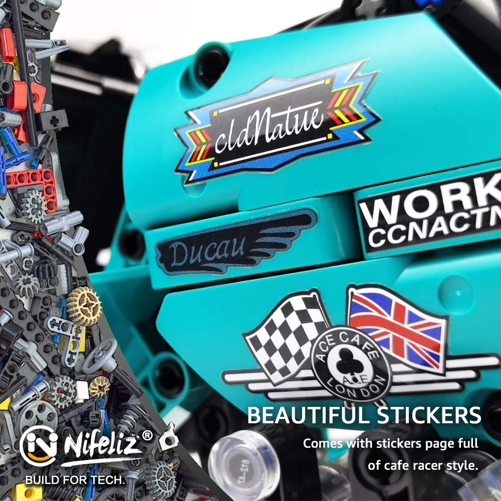 Cafe Racer Motorcycle Building Kit (431 Pieces)