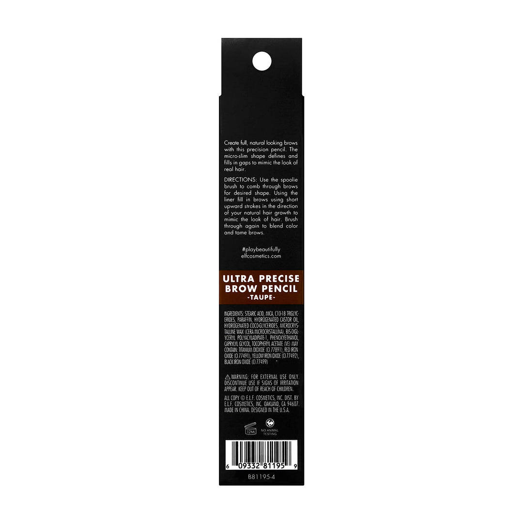 e.l.f, Ultra Precise Brow Pencil, Creamy, Micro-Slim, Precise, Defines, Creates Full, Natural-Looking Brows, Tames and Combs Brow Hair, Taupe, 0.002 Oz