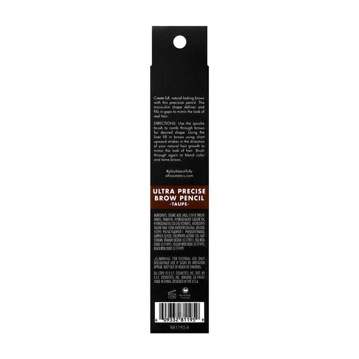 e.l.f, Ultra Precise Brow Pencil, Creamy, Micro-Slim, Precise, Defines, Creates Full, Natural-Looking Brows, Tames and Combs Brow Hair, Taupe, 0.002 Oz