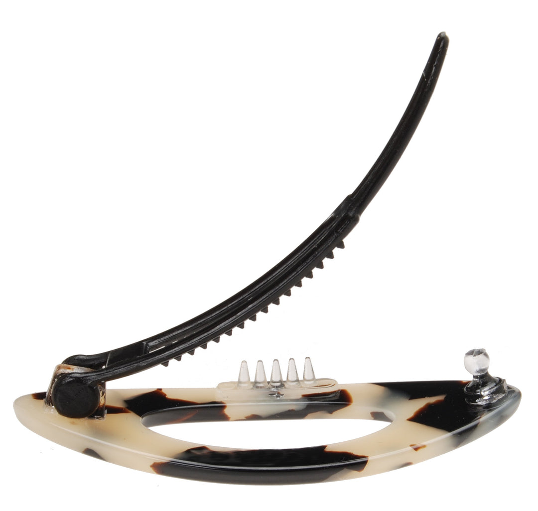 Ivory Tokyo : Mini Cutout Oval on Plastic Tige Boule Barrette - Ivory Tokyo