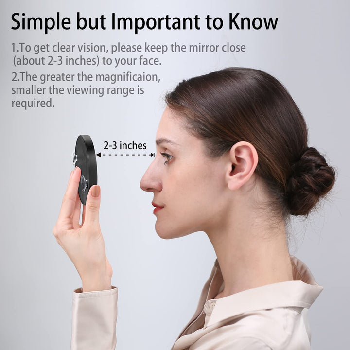 Magnifying Mirror, 3.5 Inch 20X Mirror &amp; 10X Magnifier Mirrors with 2 Suction Cups, Small Travel Magnifying Mirror and Tweezers Kit for Eyebrow Tweezing, Blackhead Blemish Removal (Black)