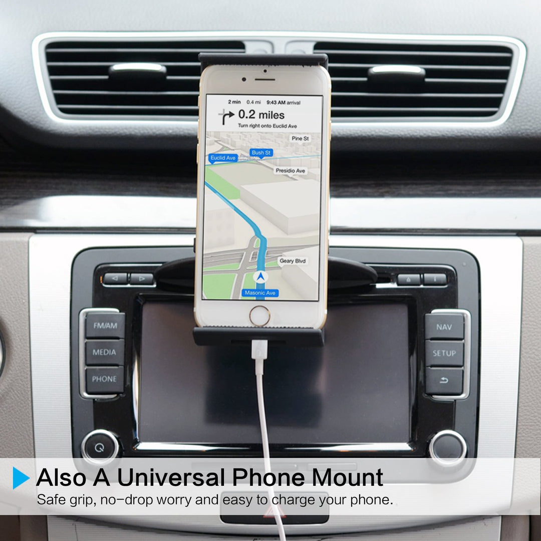 Universal Car Mount [2 in 1] CD Slot Tablet Car Mount for 4.7-11 inch Tablet, Cell Phone Holder for iPhone Samsung Z Fold 5 4 3 2 1, Tablet Car Mount Dash Holder Stand for iPad Pro Air Mini