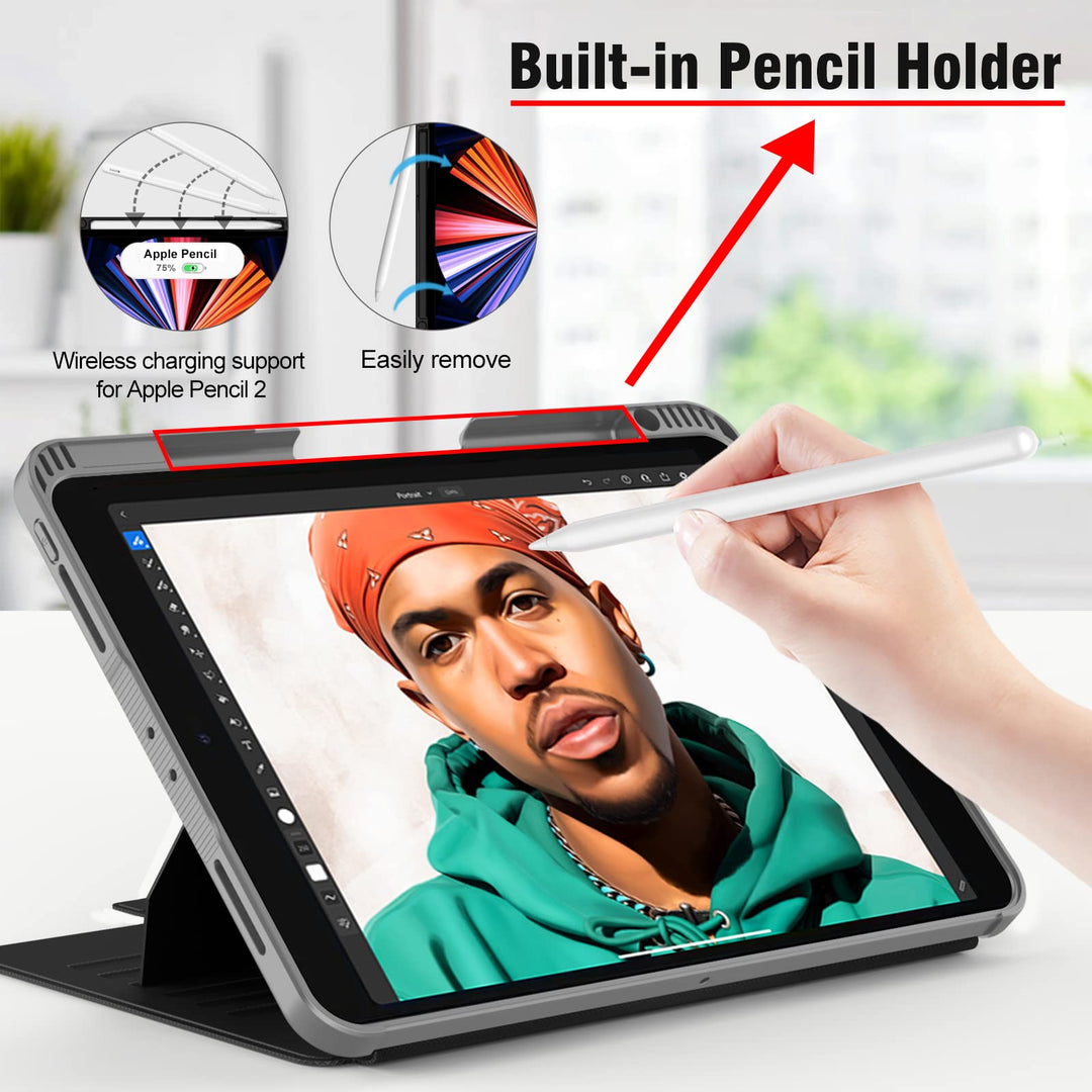 iPad Pro 11 inch Case 4th/3rd/2nd/1st Gen 2022/2021/2020/2018, 6 Viewing Angles Magnetic Stand + Pencil Holder + Auto Wake/Sleep Protective Case for iPad Pro 11 inch, Black